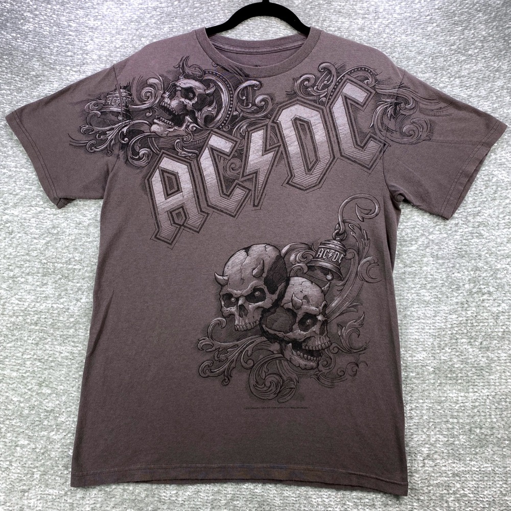 AC/DC Band T-Shirt Skull Graphic Liquid Blue Tee Mens Medium‎ Rock